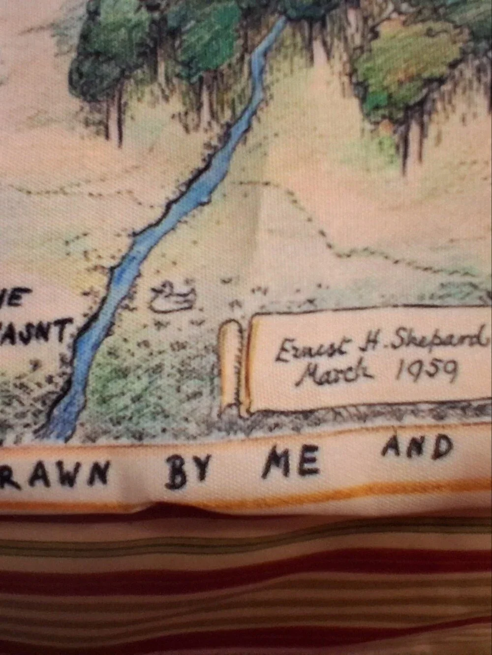 Vintage Winnie the Pooh Map Pillow Cover Illustrated Hundred Acre Wood 17